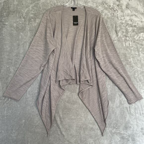 NEW Torrid 3 Plus 3X Lightweight Slub Drape Front Cardigan Sweater Gray $56 - Picture 1 of 10